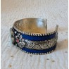 Bracelet manchette tibétain Kalachakra — Turquoise et lapis-lazuli