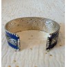 Bracelet manchette tibétain Kalachakra — Turquoise et lapis-lazuli