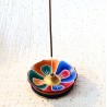 Porte-encens fleur de lotus tibétaine peint à la main