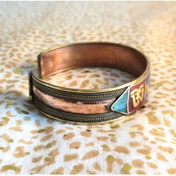 Bracelet Om Mani Padmé Houng multicolore en cuivre made in Népal