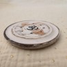 Porte-encens Om rond en bois blanchi