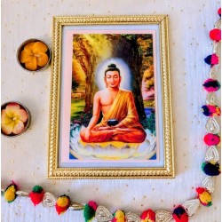 Carte lenticulaire 3D Bouddha Shakyamuni sous l'arbre de la Bodhi