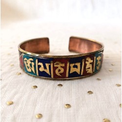 Bracelet Om Mani Padmé Houng multicolore en cuivre made in Népal