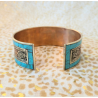 Bracelet jonc tibétain mantra Om Mani Padme Hum en cuivre & mosaïque turquoise