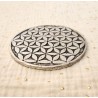 Porte-encens disque Fleur de Vie en métal sculpté patiné