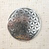 Porte-encens disque Fleur de Vie en métal sculpté patiné