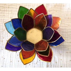 Photophore Fleur de Lotus Multicolore en coquille de Capiz