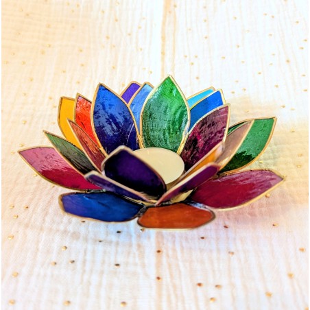 Photophore Fleur de Lotus Multicolore en coquille de Capiz