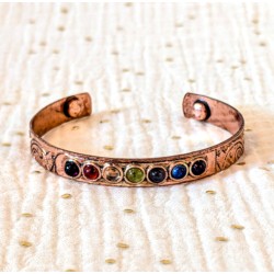 Bracelet jonc magnétique en cuivre aux 7 Chakras