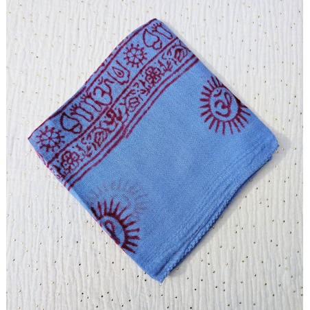 Varanasi Bleu Bleuet - Châle Hindou