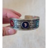 Bracelet Om Mani color circle - Manchette tibétaine argentée