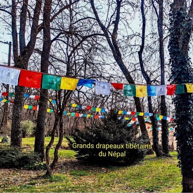 Drapeaux taille L (6,5 m) — 25 fanions tibétains traditionnels