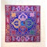 Tapis d'autel tibétain en brocart de soie — Double Dorje & symboles auspicieux (Ashtamangala)