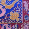 Tapis d'autel tibétain en brocart de soie — Double Dorje & symboles auspicieux (Ashtamangala)